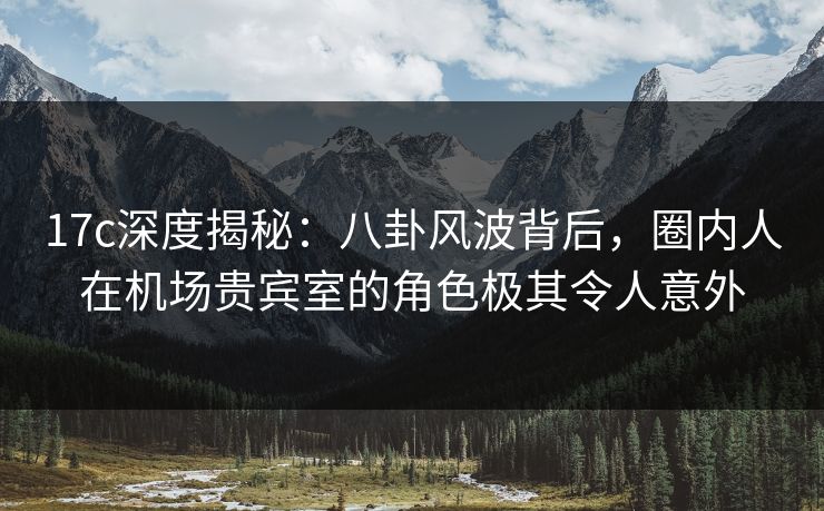 17c深度揭秘：八卦风波背后，圈内人在机场贵宾室的角色极其令人意外