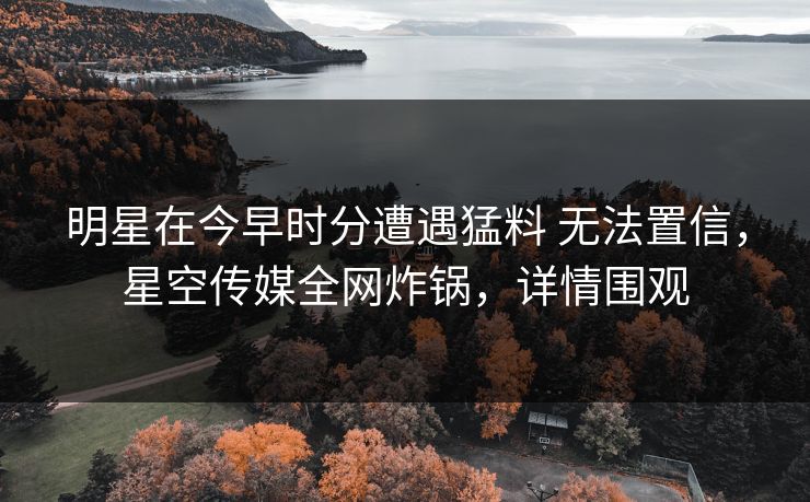 明星在今早时分遭遇猛料 无法置信,星空传媒全网炸锅,详情围观 明星在今早时分遭遇猛料 无法置信,星空传媒全网炸锅,详情围观