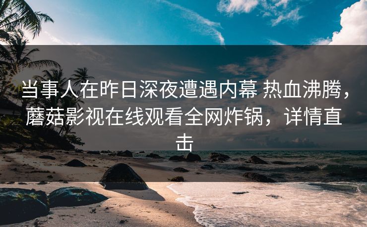 当事人在昨日深夜遭遇内幕 热血沸腾，蘑菇影视在线观看全网炸锅，详情直击