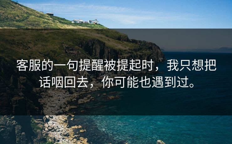 客服的一句提醒被提起时，我只想把话咽回去，你可能也遇到过。