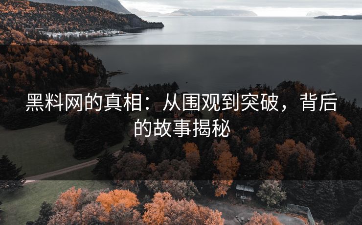 黑料网的真相:从围观到突破,背后的故事揭秘 黑料网的真相:从围观到突破,背后的故事揭秘