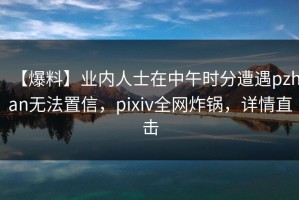 【爆料】业内人士在中午时分遭遇pzhan无法置信，pixiv全网炸锅，详情直击