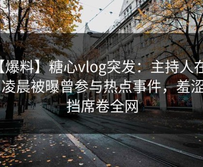 【爆料】糖心vlog突发：主持人在今日凌晨被曝曾参与热点事件，羞涩难挡席卷全网