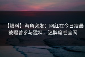【爆料】海角突发：网红在今日凌晨被曝曾参与猛料，迷醉席卷全网