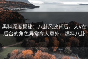 黑料深度揭秘：八卦风波背后，大V在后台的角色异常令人意外，爆料八卦