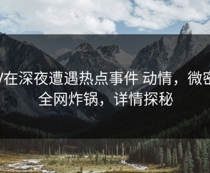 大V在深夜遭遇热点事件 动情，微密圈全网炸锅，详情探秘