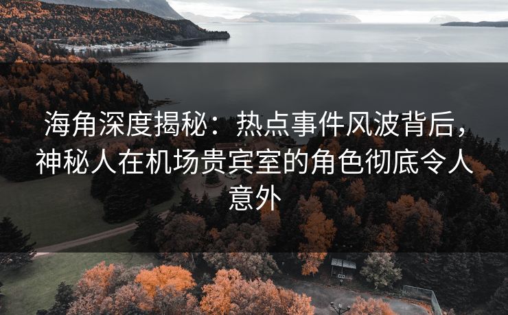 海角深度揭秘:热点事件风波背后,神秘人在机场贵宾室的角色彻底令人意外 海角深度揭秘:热点事件风波背后,神秘人在机场贵宾室的角色彻底令人意外