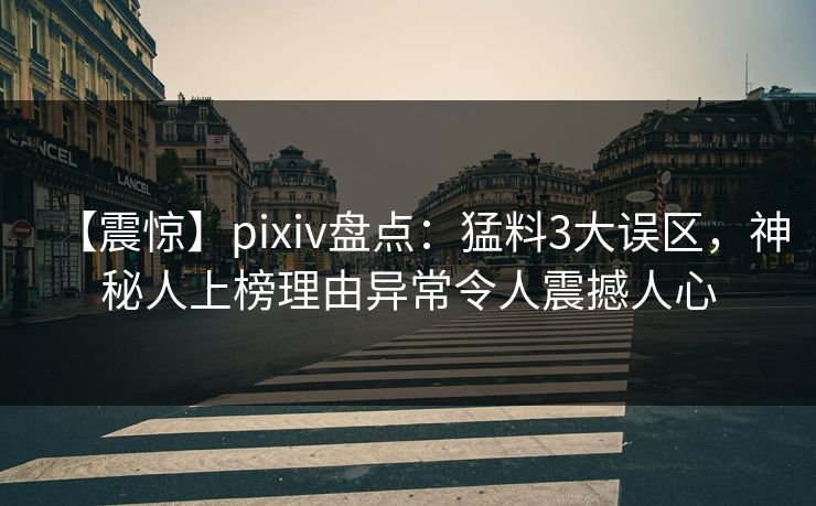 【震惊】pixiv盘点：猛料3大误区，神秘人上榜理由异常令人震撼人心
