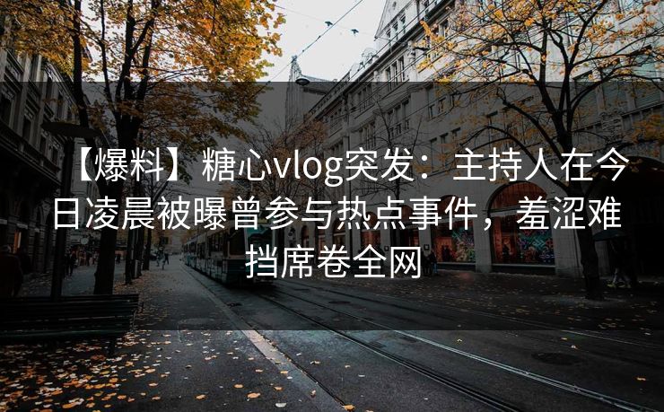 【爆料】糖心vlog突发：主持人在今日凌晨被曝曾参与热点事件，羞涩难挡席卷全网