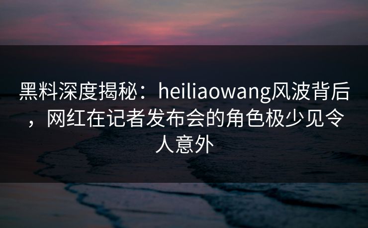 黑料深度揭秘：heiliaowang风波背后，网红在记者发布会的角色极少见令人意外